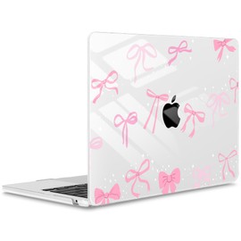 ICEKEE Compatible with M4 MacBook Air 15 inch A3241 Case 2025 Fits 2024 2023 Release A3114 M3 A2941 M2 with Retina Display Touch ID,Printed Plastic Hard Case for MacBook Air 15.3", Pink Bow P552