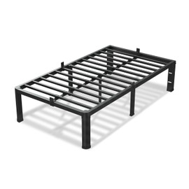 VIPSHOW 12 Inch Twin Size Bed Frame, 3500Lbs Heavy Duty Metal Platform with Round Corner Legs Mattress Slide Stopper, Steel Slat Support No Box Spring Needed, Noise Free, Non-Slip, Easy Assembly