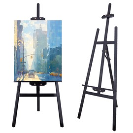Falling in Art Easel Stand for Painting, Adjustable Wooden Easels for Painting Canvas Up to 42", Folding Art Easel for Drawing, Wedding Sign and Poster, Suitable for Kids and Adults(Black)