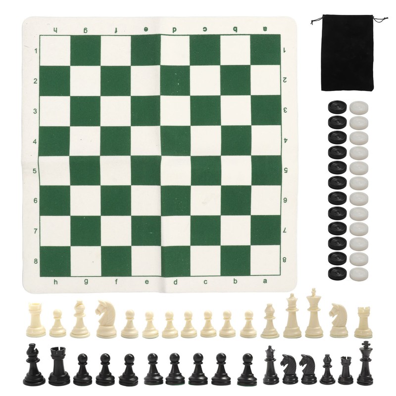 Portable Chess Checkers Set for Kids Adults Folding Roll Up