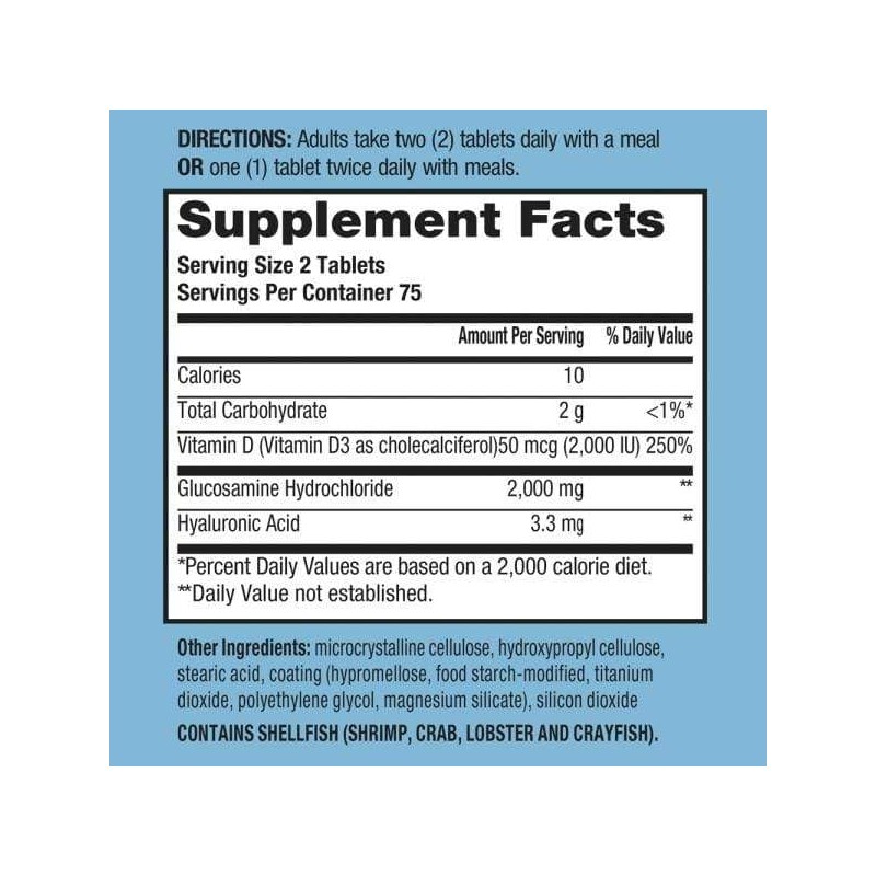 Schiff Glucosamine 2000mg with Vitamin D3 and Hyaluronic Acid, 150