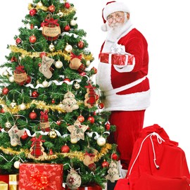 16 Pieces Christmas Tree Stocking Ornaments Xmas Hanging Decoration Stockings Burlap Christmas Ornaments for Xmas Hanging Ornaments Decorations (Color Set 1)