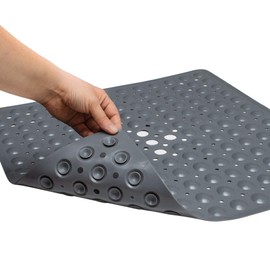 ENKOSI Square Shower Mat Non Slip - 21x21 Shower Stall Mat - Bath Mats for Bathroom Non Slip for Shower - Shower Matt for Shower - Black Shower mat Non Slip - in Shower Anti Slip Mat (21x21 Grey)