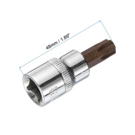 uxcell 4pcs 3/8" Drive x T50 Torx Bit Socket, S2 Steel Bits CR-V Sockets 48mm Length Use with Ratchet Wrench, Slide Bar, Extension Rod