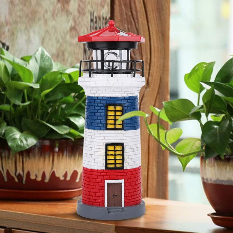 Solar Lighthouse, Easy to Install Rotating Lighthouse Light, Craft Ornament