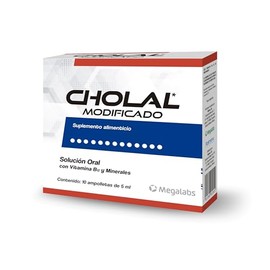 Cholal Modificado  Suplemento Alimenticio  Vitamina B12 y Minerales  Complemento Nutricional  Caja con 10 Ampolletas de 5 ml                          
