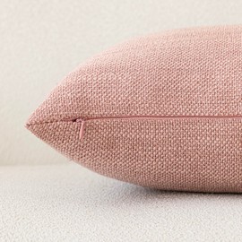 Foindtower Set of 2 Decorative Textured Burlap Linen Throw Pillow Covers Farmhouse Boho Cushion Cover Solid Accent Pillowcase for Couch Sofa Bed Living Room Home Decor,18×18 Inch,Dusty Pink