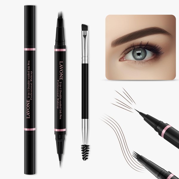 Eyebrow Pencil,2-in-1 Waterproof Eyebrow Pen with 4 Tip Brow Pen