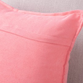 MADIZZ Set of 2 Short Chenille Throw Pillow Covers 18x18 Inch Pink Soft Decorative Cushion Cover for Sofa Bedroom Pillow Shell