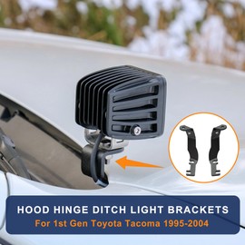 HOZHEM Ditch Light Brackets for 1st Gen Toyota Tacoma 1995-2004, Hood Hinges Mount Light Brackets for Auxiliary Offroad LED Pod Light Work Light