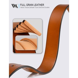 WOLFANT Men's 1.5" Top Full Grain Leather Belt in Gift Box,100% Italian Real Solid Leather
