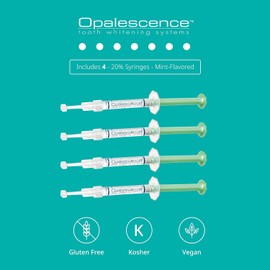 Opalescence 20% Teeth Whitening Gel Syringes - Refills Kit (4 Packs / 8 Syringes) Carbamide Peroxide. Made by Ultradent, in Cool Mint Flavor. Mint Tooth Whitening - D-5196-4