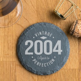 2004 Slate Coaster Drink Mat Birthday Occasion Gift For Him/For Her, ‘Vintage Aged To Perfection’ - Unique Present for Son, Daughter, Friend, Boyfriend, Girlfriend.