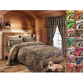 Regal Comfort 7 pc Brown Natural Woods Camo MIXED SIZE set, King Comforter with Queen sheets