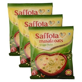 Saffola Masala Oats, Veggie Twist, 39 grams - (1.37 oz) Vegetarian oatmeal India - Pack of 3