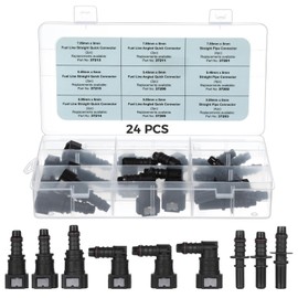 yeesport 24 PCS Assorted Fuel Line Quick Connector Kit, Automobile Fuel Line Replacement Connectors, Car Fuel Line Adapter Set for Convenient Replacement