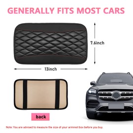 Ohleats Car Center Console Cushion Pad, PU Leather Waterproof Auto Armrest Box Cover Protector, Comfortable Armrest Seat Box Cover Mat, Universal Car Accessories for SUV Truck (Black)