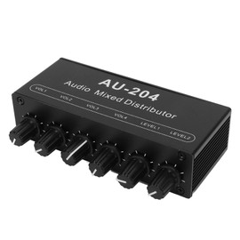Stereo Audio Splitter Box Mini Preamplifier Headphone Amplifier 2 Way Input 4 Way Output 3.5mm Drive Four Headphones Signal Lossless