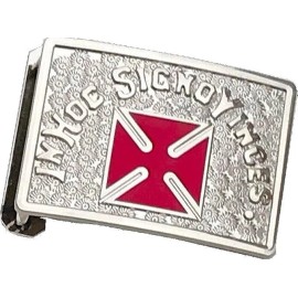 MASONIC Commandery KNIGHTS TEMPLAR REPLACEMENT BELT BUCKLE Silver Red Cross