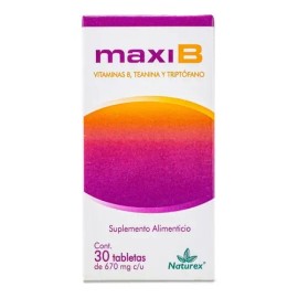 Maxib 30 Tab 670 Mg Vitamina B, Teanina Y Triptofano Naturex Sabor Sin Sabor