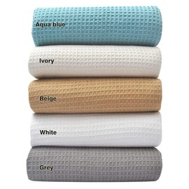 Tex Trend Classic Weave 100% Cotton Blanket Twin Size (60 x 90 Inches) White Color Color All Season Premium Breathable Ultra Soft Lightweight Blanket