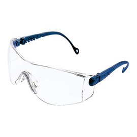 Honeywell 1000018 Op-Tema Safety Eyewear with Blue Nylon Frame, Clear Anti-Scratch Lens, Lightweight, Adjustable Nosepiece, Adjustable Temple Length & Lens Angle (1 Piece)