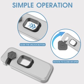 2 Pack Fridge Locks with Self Adhesive, Refrigerator Latch for Kids, Toddlers and Children, Child & Baby Proofing Freezer Door Lock for, Cabinets and Drawers, Oven, Windows