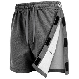 Unisex Tear Away Shorts Breakaway Athletic Shorts with Pockets Post Hip Knee Surgery Recovery Shorts for Men & Women (Medium, Dark Grey)