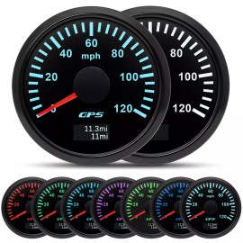 MAIMEIMI 52mm Digital Car Boat GPS Speedometer 0-120MPH Odometer Gauge 7Colors Waterproof