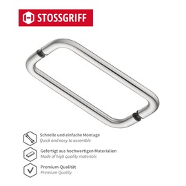 Gedotec Stainless Steel Bumper Handle for Wooden Doors I Front Door Handle 244 x 225 mm I 1 Piece I Rustproof Door Handle Round I Front Door Fitting on Both Sides I D: 19 mm I Door Fitting Including