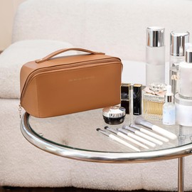 Travel Cosmetic Bag Cosmetic Organiser Bag Portable Travel Make Up Bag Portable Make Up Bag Cosmetic Bag Travel Cosmetic Bag Women's Makeup Bag Organiser Large Brown with Pendant, brown, Fashion