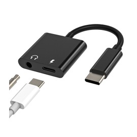 USB-C to 3.5mm Headphone 2 in 1 Audio Charger Adapter Dongle Accessorie DAC Jack Type C AUX Splitter Cord Compatible with Galaxy S20 S21 S22 FE Ultra Note10 S9 I Pad Pro Air 4 2020 2021 S10