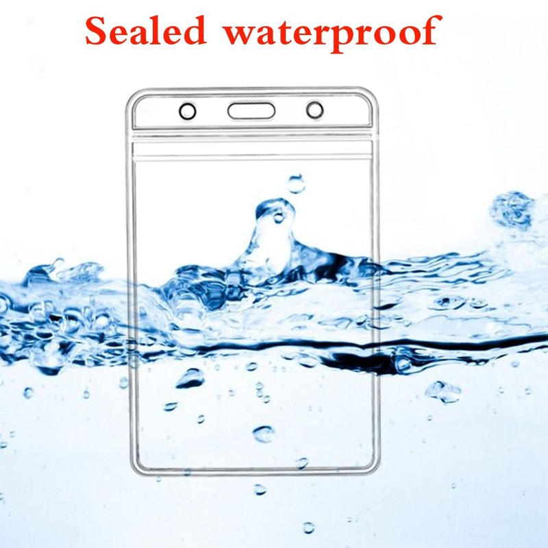 KINGSUM 8 Pcs Vertical ID Badge Holders Sealable Waterproof Clear