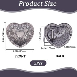 GORGECRAFT Heart Belt Buckle Retro Rose Flower Western Vintage Cowboy Metal Alloy Bohemian Style Belt Fastener Accessory Fit 1-1/2"(39mm) Belt Strap for Men Women Cowgirl Antique Silver