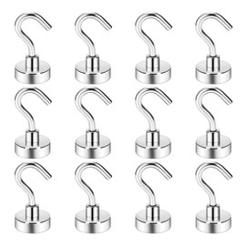 Magnetic Hooks, 12 Pack 25 Lbs Heavy Duty Refrigerator Magnet Hooks, Magnetic Hooks for Cruise Cabins, Kitchens, Garages, Outdoors