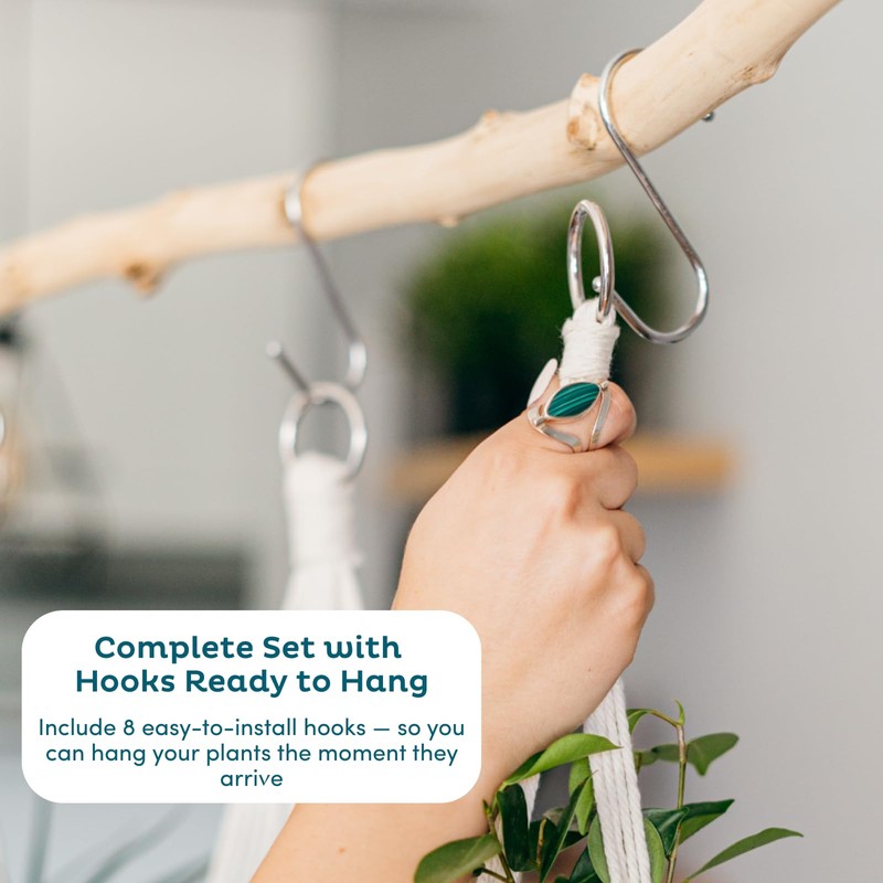 Nook Theory 4-Pack Macrame Plant Hangers with 8 Hooks -