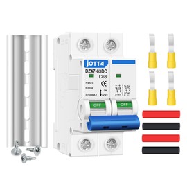 JOTTA Mini DC Circuit Breaker, 2 Pole 500V 63 Amp Isolator for Solar PV System, Thermal Magnetic Trip, DIN Rail Mount DZ47-63DC