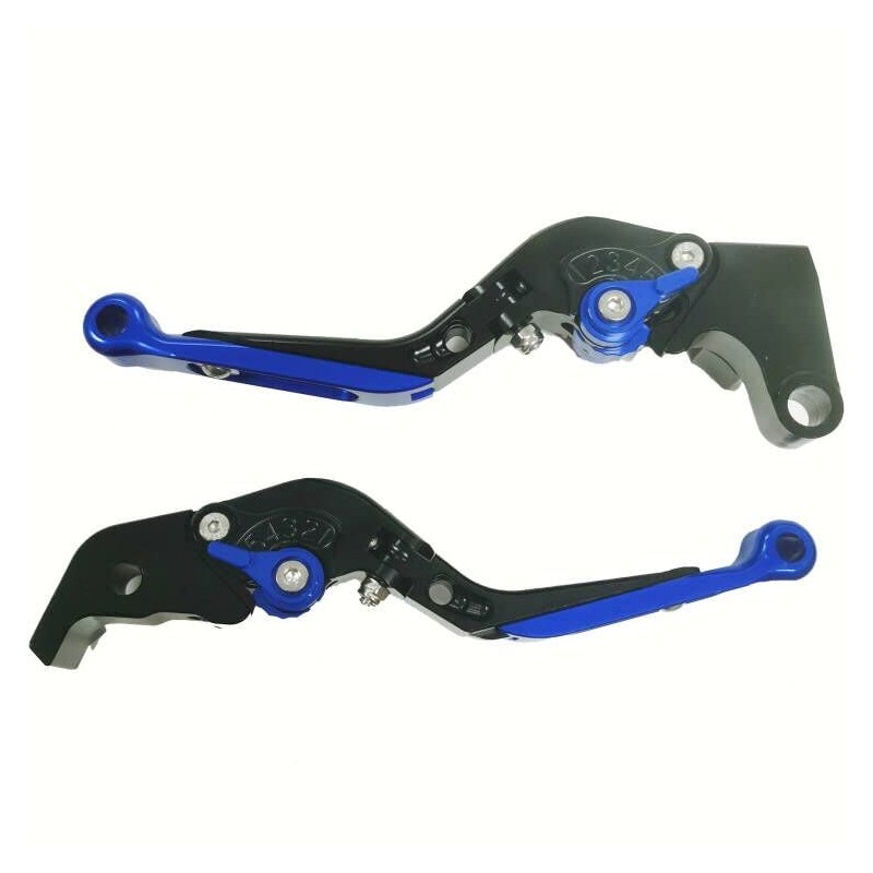 Blue Motorcycle Accessories Engrave Logo Brake & Clutch Levers Set