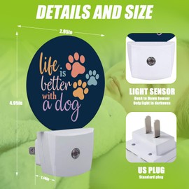 Cosharkly Dog Paw Night Light,Plug-in Night Lights with Dusk-to-Dawn Sensor for Bedroom Bathroom and Living Room Sleep Friendly lamp Life is Better with A Dog
