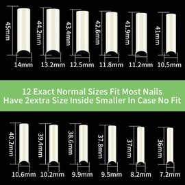 KOXXIAMOQ Pack of 240 Nail Tips, Tips for Gel Nails, Coffin Nail Tips, False Nail Tips, Square Nail Tips, Extra Long Artificial Nails, Acrylic Artificial Traceless Nail Tips for Gel Nails (Natural)