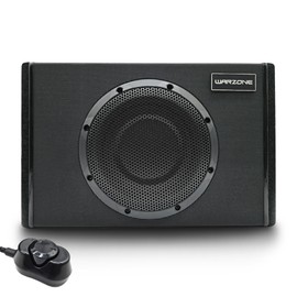 Warzone WZ8SUB 8-Inch 1000W Active Vented Subwoofer with Built-in Class-D Amplifier, Remote Control, Bass Boost, and Phase Control for Cars and Trucks