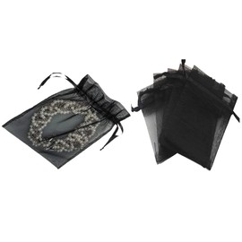 Organza Bags:Black Color 100Pcs, 3.54'x4.33'/ 9x12cm with Satin Drawstring Organza Favor,Jewelry Pouches, Wedding Party Christmas,Favor Gift Bags Jewelry Bags