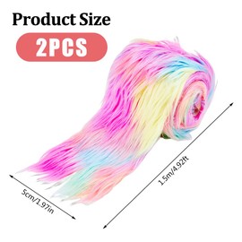 SUPERFINDINGS Pack of 2 Colourful 1.5 m White Faux Fur Fabric, 5 cm Wide, Shaggy Synthetic Plush Fabric, Fluffy Fur for Cosplay, Costumes, Dwarf Beards for Crafts