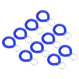 PATIKIL Spiral Wrist Coil Keychain, 10 Pack Plastic Stretchable Wristband Wristlet Key Ring Holder for Outdoor Sport Gym Pool Sauna, Clear Blue