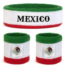 Suddora Country Headband & Wristbands Set (Includes 2 Wrist & 1 Head Sweatband) (Mexico)