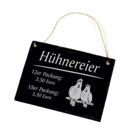 Chicken Sign Slate Engraved – Chicken Eggs Price Tag – Slate Decorative Sign 22 x 16 cm | Dekolando