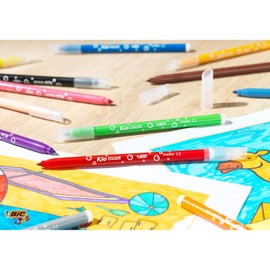 BIC Kids Kid Couleur Felt Tip Colouring Pens - Assorted Colours, Cardboard Wallet of 24