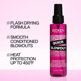 Redken Redken Quick Blowout Heat Protection Spray for All Hair Types | Reduces blow dry time | Blowdry spray, 1.0 fl. oz.