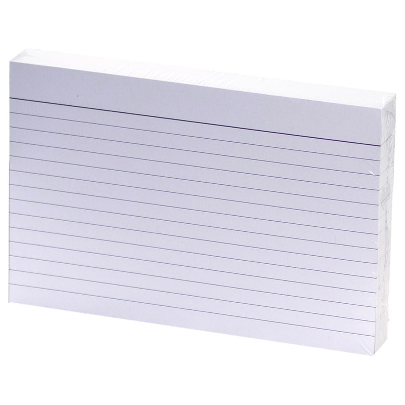 Booghe A6 White Record Cards - Ruled with Headline, 100