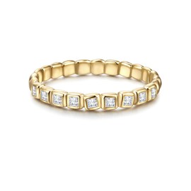 Glanzstücke München Women's Ring 925 Sterling Silver Yellow Gold-Plated with White Zirconia Silver Ring Gold-Plated Band Ring, Cubic Zirconia